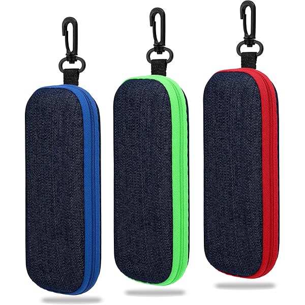 3 Custodie Rigide Per Occhiali Da Sole - Portaocchiali Semirigido Con Gancio - Nero - Foto 9