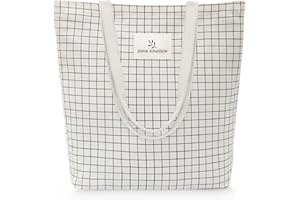 Emma Jonasson Tote Bag Femme - Sac Tissu avec Fermeture éclair et Poche intérieure - Sac en Toile Femme - Aestetic Coton Bag - Canvas Sac Tote Bag - sac de course - sac cabas