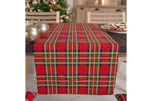 PETTI Artigiani Italiani - Camino de Mesa Navideño 140x40 cm, Camino de Mesa Navidad para Cocina, Decoración Navideña para Mesa, Camino de Mesa Elegante Tartan, 100%