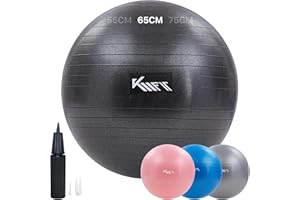 ‎KM KM FIT KM-Fit Gymnastikball 65cm | Trainingsball mit Luft-Pumpe | Sitzball Büro Anti-Burst | Ball für Fitness, Yoga, Gymnastik, Core Training | Pezziball Yogaball BPA-Frei