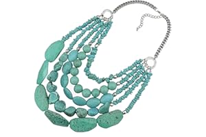 Bocar Personalized Big Statement Turquoise Chunky Necklace for Women Gifts