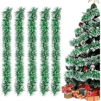 Guirlande Tinsel Noël - 5 X 2m - Rouge, Or, Vert - Décoration Sapin, Escalier, Cheminée - Brillante Et Réutilisable - 2