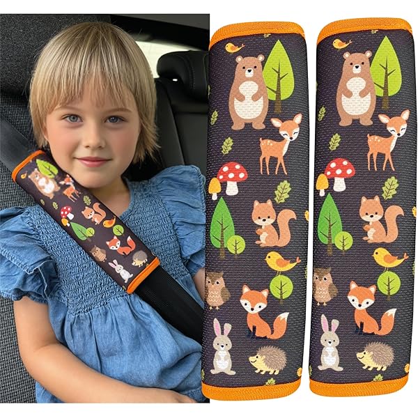 Copricinture Di Sicurezza Auto Per Bambini - 2 Pezzi, Nero, Neoprene, Anti Sfregamento, Comfort Collo