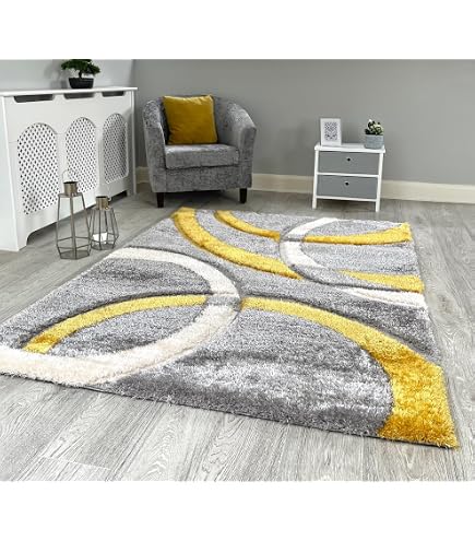 Ochre Rugs Runner Carpets ustard Gold Grey Squares Sall Extra Large