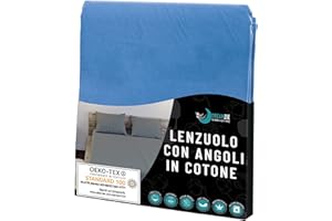 Dreamzie Lenzuolo con Angoli Cotone - 160x200 - Oeko Tex Certificato - Blu - Lenzuola Matrimoniali Cotone 160x200