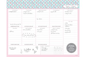 PEACHLY Undated Weekly Desk Planner Pad - 52 Pages Weekly Notepad with To Do List and Habit Tracker | Weekly Desk Pad Tear Off for Organization (Ice Cream)