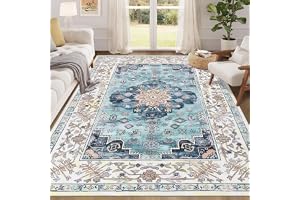 Enyhom Vardagsrumsmatta i vintagestil, 160 x 230 cm, stor, lurvig, mjuk sovrumsmatta, halkfri, kort lugg, tvättbar, sliten kö