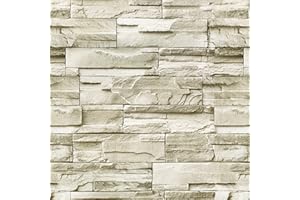 AMIGO Carta da Parati Marrone Giallastra con Motivi di Mattoni Vintage, resistente all'acqua e all'olio, Adatta per la Decorazione di Cucina,Caminetti e camere da letto 44.5x300cm