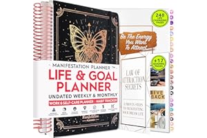 FREEDOM MASTERY Agenda settimanale e mensile per raggiungere i tuoi obiettivi. Un viaggio di 12 mesi per aumentare la produttività, la felicità - Organizer e diario di gratitudine+adesivi (farfalla nera non datata)