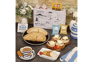 MARIELLE The Cornish Hamper Pasty Cream Tea Hamper 2 Person Gift Fresh Scones, Tea, Jam, Roddas Clotted Cream, 2x Large Gourmet Cornish Pasties, Elegant Packaging, Birthday, Anniversary Special Occasions
