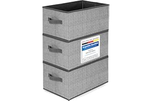 TOPP4u Aufbewahrungs-Boxen Stoff 30x21x18 cm, 3er Set, Boxen Aufbewahrung, faltbare Aufbewahrungsbox, Schubladen Organizer Box, Kisten für Kleiderschrank, Stoffboxen, Ordnungsbox, Grau-Beige