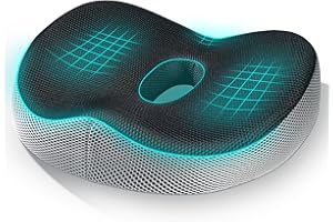 KUOGAS Cojin ergonomico Silla Oficina de Espuma viscoelástica - Cojin coxis para Asiento Coche - Cojin hemorroides con Soporte pélvico - Funda Desmontable y Transpirable