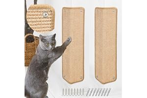 JANYOO 2 Pieces Cat Scratcher Mat Cat Furniture Protectors Sisal Scratching Pad Protecting Bed Sofa Scratch Mat Pad Rug 60 × 25 CM(Beige)