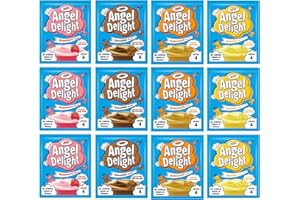 THE GREAT BRITISH KITCHEN Angel Delight Multipack of 12-3x Angel Delight Strawberry Mousse, 3x Banana Angel Delight, 3x Chocolate Mousse and 3x Angel Delight Butterscotch Flavour - Bulk Buy makes 48 Servings