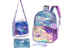 HTgroce Backpack Girls Unicorn Backpack Preschool for Girls,Schoolbag Girls Primary Suitable for GS, CP, CE1, CE2, CM1, CM2 Child Pencil Case Included Perfect for school.
