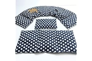 FK-KOERNERKISSEN 3 er Set 78 x17 cm Kirschkernkissen 11 Farben Körnerkissen Wärmekissen XXL Weizen Dinkel Raps Traubenkerne (c: Dinkel, Dunkel Blau Punkte)