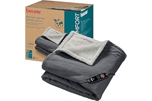 ‎BEURER Koc Rozgrzewający Beurer Hd 80, z Miękkiej Tkaniny Cord, z Materiału z Recyklingu, 6 Ustawień Temperatury, Automatyczne Wyłączanie i System Bezpieczeństwa, Możliwość Prania W Pralce, 180 Cm Na 130 Cm