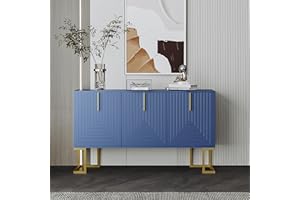 LATICO Sideboard Kommode mit 3 Türen Stauraum, Modernes Küchenschrank 138x40x80 Buffetschrank Anrichte Aufbewahrungsschrank Cabinet Standschrank, Sideboard für Wohnzimmer Esszimmer Küche (Marineblau)