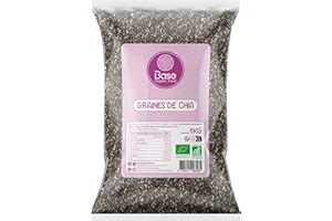 Graines de Chia Bio 1KG | Vegan | Conditionné en France | Cuisine | Desserts | Pâtisserie | Neutre en goût | Sans OGM | BASE ORGANIC FOOD