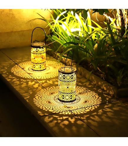 Lanterne Solaire Jardin, 2 Pièces Lampe Solaire Exterieur Jardin Suspendues Avec Effets De