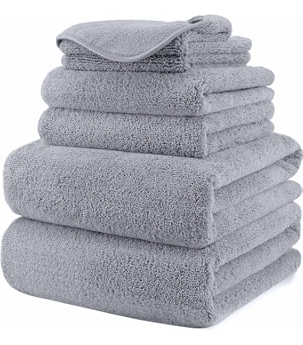 Serviettes De Main Microfibre Glart 49M4G - Lot De 6 Grises Ultra Absorbantes Pour Salle De Bain, Voyage Ou Sport - Douces Et Rapides à Sécher