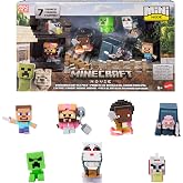 Mattel Minecraft toy set and 7 mini action figures, Mini Mode Multi-Pack inspired by a Minecraft Movie, Steve and 3