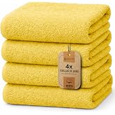 NatureMark Set of 4 Shower Towels &ndash; Soft and Absorbent Towels 100% Cotton, Suitable for Daily Use &ndash; Yellow, 70 x 140 cm