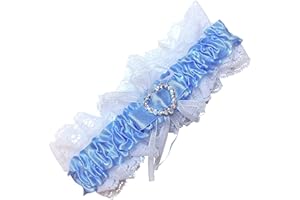 ANICEMOON Wedding Bridal Hen Night Do White and Blue Satin Ribbon Lace Garter - Something Blue