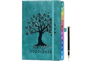 ZXHQ Agenda A5 2025-2026, Vista Settimanale, da Agosto 2025 a Luglio 2026, Agenda Semestrale e Mensile, con Set di Penne, Indice Mensile Colorato, Tasca Interna - Verde Acqua