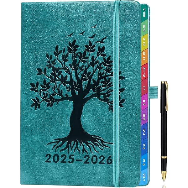 Agenda Semainier 2025-2026 POPRUN - Format Vertical 22x16,5cm - D'Août 2025 à Décembre 2026 - Couverture PU Vert