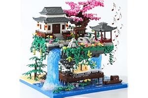 Yushinv Sakura Baumhaus Bauklötze Kit mit Geschenkbox 3320 Stück,Original Musik Kirschbaum Bonsai Baukasten Typ:Symphony, Japan Sakura Baumhaus Lichter Baukasten,Bonsai Baum Kirschblüten Baustein
