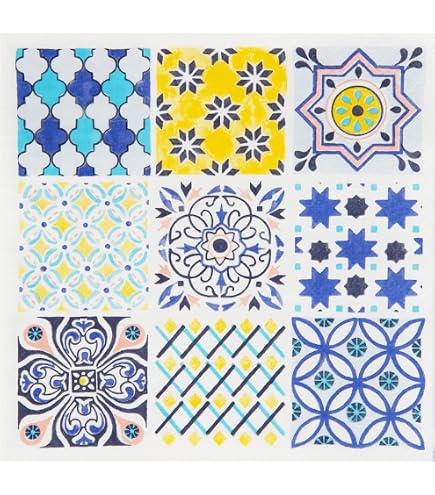 IHR Tovaglioli Di Carta 3 Strati 33x33 Cm - Stile Inglese Floreale Bianco E Blu - Confezione Da 20, Ecologici E Riciclati, Fatti In Germania