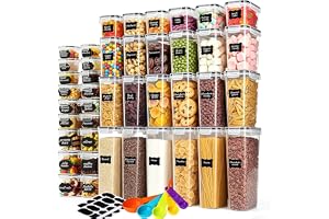 stusgo 42-pack förseglade förvaringsburkar med lock, genomskinliga förvaringsburkar av plast för förvaring av spannmål, mjöl
