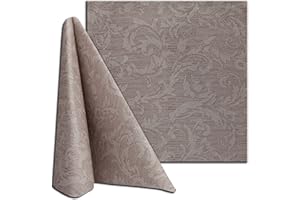 OPTIMA NATURALS Tovaglioli Monouso Flora in Tessuto non Tessuto Made in Italy, disegno elegante damascato, 40x40cm 200 pz, Cacao