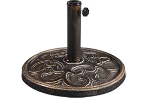 Yaheetech 10kg Garden Parasol Base Stand - Heavy Duty Outdoor Garden Umbrella Stand Holder, Round Resin Sturdy Decorative Base, Bronze