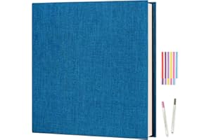 Boic Album Foto Autoadesivo, Lino Album Fotografico Scrapbook 40 Pagina Bianche Memories Album Portafoto, Regali Nozze Natale Valentino Regalo di Anniversario Compleanno bambini (Blu)