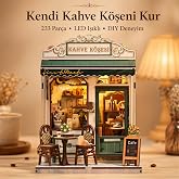 Kahve K&ouml;şesi Nook Book Mini Book Nook DIY Kit &ndash; Kendin Yap LED Işıklı Ahşap Minyat&uuml;r Kitap K&ouml;şesi