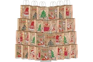 SHASHAYA 36pcs Christmas Bags Paper Bags Medium With Handle For Christmas Party Supplies，Xmas Paper Party Bags for Gift, Apple,Sweets,Candy Size:21cm*15cm*8cm