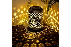 GIGALUMI Solarne lampiony wiszące na zewnątrz, wodoodporne, bajkowe wiszące światła, prezenty dla kobiet, mamy, lampy solarne, metalowa dekoracja na zewnątrz, na podwórko, patio, do ogrodu, na