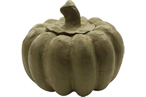 Decopatch Décopatch BT033O Pumpkin Shaped Box Papier Mache 15 x 15 x 13 cm for Decorating Perfect for Halloween, Cardboard Brown