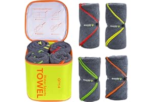 4Monster 4 Pack Microfibre Gym Towel with Accessory Bag, Quick Dry Travel Towel Super Lightweight, Ultra Absorbent Beach Camping Towel for Sports Yoga Swimming Hiking Bath and Pool (4Pack, Yellow)