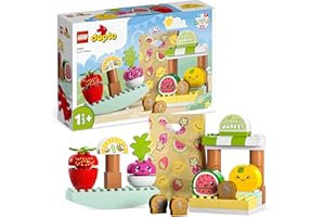 LEGO DUPLO My First Ryneczek bio, Zabawkowe Owoce i Warzywa, Zabawka Edukacyjna dla Dziecka do Nauki Cyferek, Układanie w Stosy dla Dzieci w wieku od 18 miesięcy do 3 lat, Pomysł na Prezent, 10983