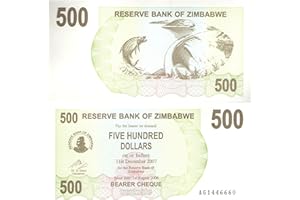 HUCBDJT 500 dollar collezione di banconote / Banca centrale dello Zimbabwe 2006-2007 / UNC Condizione