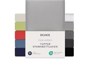 Dreamzie Lakan Övermadrass 140x200 cm - 160x200 cm, 100% bomullströja, Övermadrass Höjd Upp till 15 cm, Allergivänlig, Oeko-T