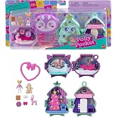 Polly Pocket mini oyuncaklar Mikro bebek, aksesuarlar, evcil hayvan fig&uuml;r&uuml; ve klipsli seyahat oyuncağı i&ccedil;eren ve &uuml;st &uuml;ste koy
