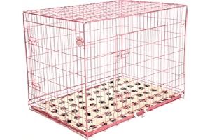 Cozy Pet Dog Cage 42" Pink With Tailored Vet Bedding Metal Tray Folding Puppy Crate Cat Carrier Dog Crates Dog Cages. (We do not ship to Channel Islands or IOW.)