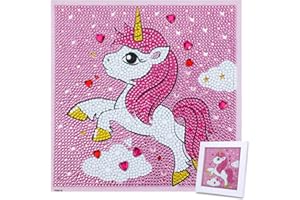 MWOOT 5D Diamond Art Painting Kit for Kids,Bambini Pittura Diamante 5D Fai da Te,Strass Ricamo a Punto Croce Arts Craft for Home Decor e Regalo(20x20CM),Unicorno
