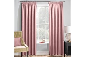 Enhanced Living Matrix Pink Thermal Blockout Tape Top Curtains - 66 x 72 inch (168 x 183cm) - Energy Saving Curtains for Living Room/Bedroom