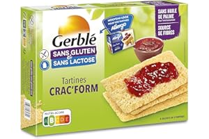 Gerblé Crac’form Sans Gluten & Sans Lactose – Tartines Croquantes Riz & Maïs, Riche en Fibres, Sans Huile de Palme, 6 Sachets, 250 g