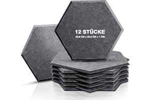 Hexagon Akustikplatten, Sonic Acoustics 12 Stücke Akustikpaneele Akustikplatten mit hoher Dichte für Wand Decken Holz & Tür - Akustikpanel Schallschutzplatten, 35,6 x 30,5 x 1cm